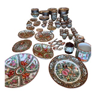 Large Vintage Chinese Export Rose Medallion Porcelain Collection – 188-Piece Estate Set For Sale