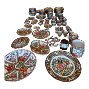 Large Vintage Chinese Export Rose Medallion Porcelain Collection – 188-Piece Estate Set