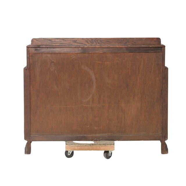 Wood Vintage Tudor Revival Carved Oak Buffet Server / Sideboard For Sale - Image 7 of 7