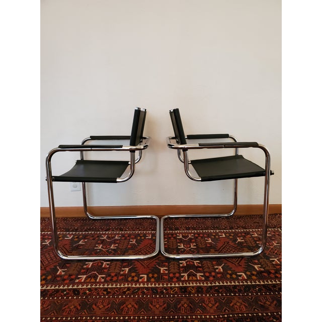 Knoll 1960s Leather & Chrome Cantilever Chairs - Set of 4 For Sale - Image 4 of 6