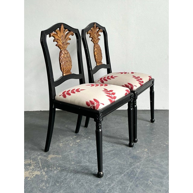 Vintage Gilt Pineapple Side Chairs - A Pair For Sale - Image 9 of 11