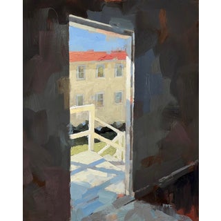 Doorway by Kevin Yaun | Oil on panel View through an open doorway to an exterior scene. For Sale