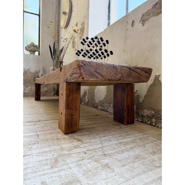 Brutalist Oak Coffee Table Bench, 1950s For Sale - Image 9 of 18