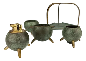 Mid-Century Modern Smoking Set with Table Lighter, 1960, Set of 5