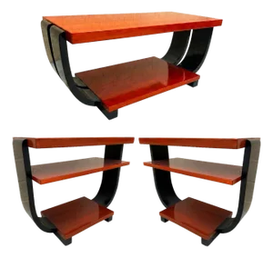 1930s Two-Tone Art Deco Side & Coffee Tables Pair Attributed to Gilbert Rohde for Brown Saltman