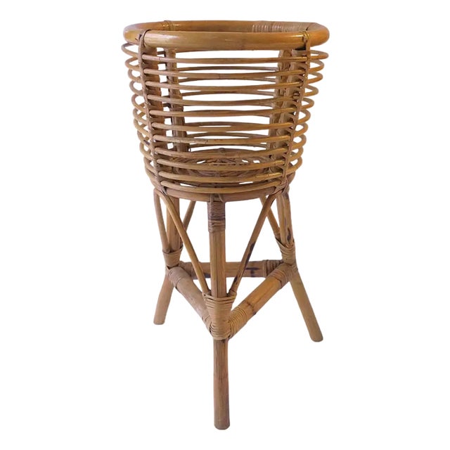 Wicker Rattan Plant Stand Holder Cachepot For Sale