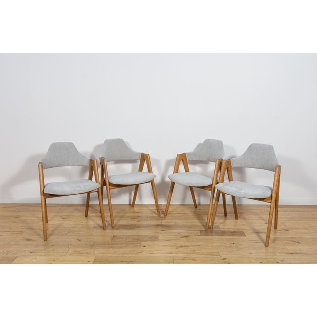 Chairs ''Compass'', designed in 1958 by Kai Kristiansen for SVA Møbler and manufactured in Denmark. Ergonomic form,...