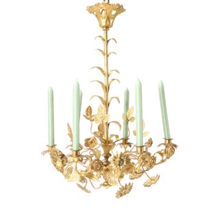 Art Nouveau Chandelier in Gilt Brass, 1900s For Sale