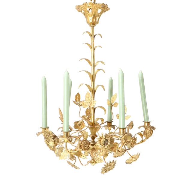 Art Nouveau Chandelier in Gilt Brass, 1900s For Sale