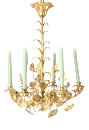 Art Nouveau Chandelier in Gilt Brass, 1900s