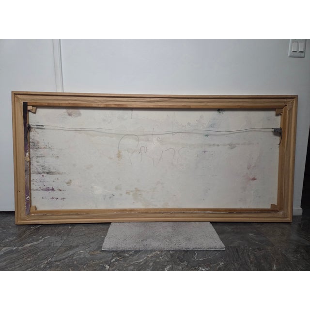 Very Large 6 Ft Framed Abstract Mixed Media Painting on Canvas, Signed 1978 For Sale - Image 17 of 18