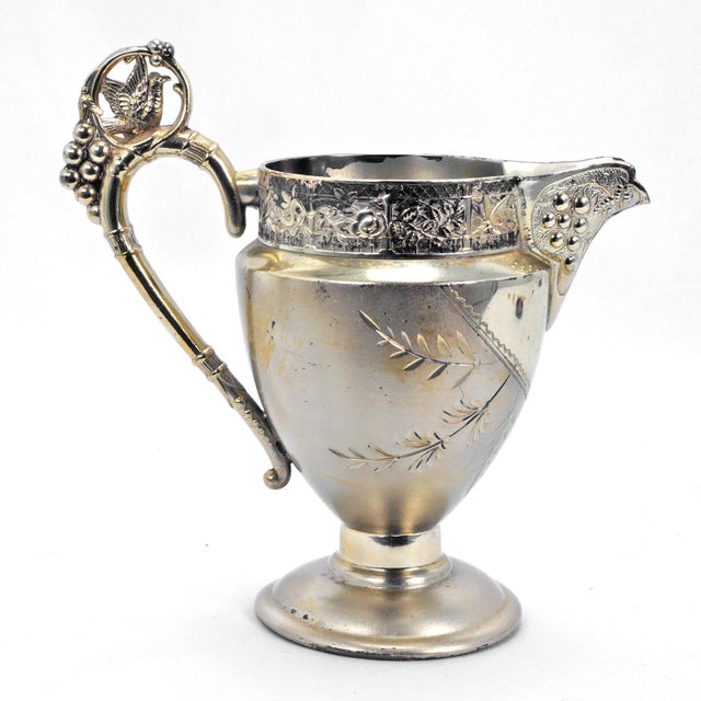 Aesthetic Movement Victorian Bird Silverplate Sugar and Creamer Circa 1870 For Sale - Image 9 of 15