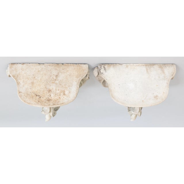 Sculpture Materials French Neoclassical Style Architectural Cast Stone Garden Wall Brackets Shelves Corbels - a Pair For Sale - Image 7 of 9
