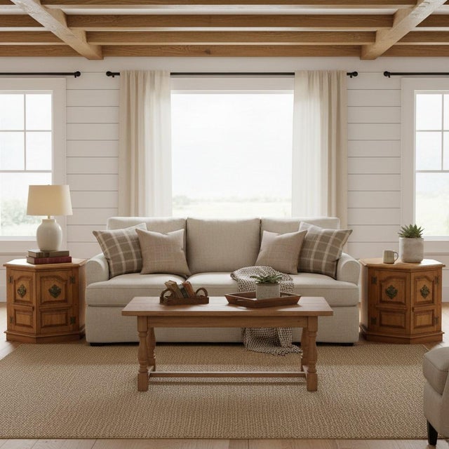 American Vintage Octagonal Wood End Tables Pair-Colonial-Traditional-Storage-Night Stands For Sale - Image 3 of 11