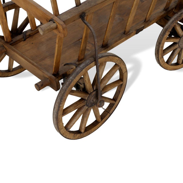 Rustic Vintage Garden Cart in Beech, 1940s For Sale - Image 3 of 5