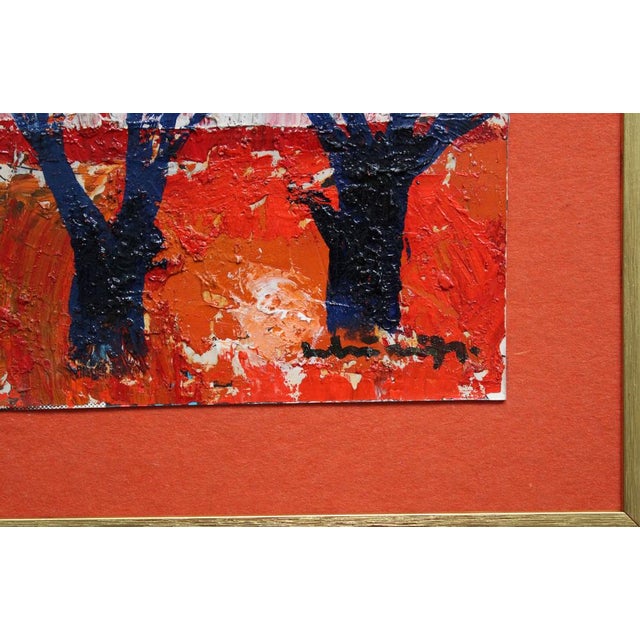 Red Laimdots Murnieks, Sunrise, 1990, Oil on Cardboard For Sale - Image 8 of 9