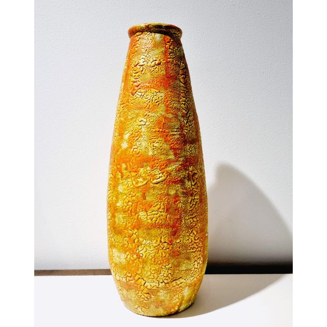 Vintage Bohemian Style Yellow Ceramic Vase, 1970s For Sale - Image 4 of 8