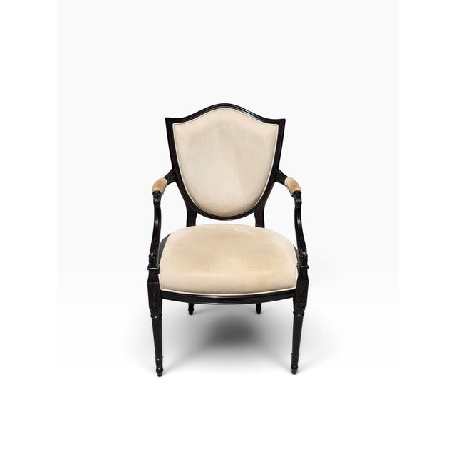 Gianfranco Ferre Home Regency Style Arm Chair. Signed with the gold metal plaque.