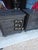 Great looking zinc metal clad dark gray bedside chest of drawers night stands.