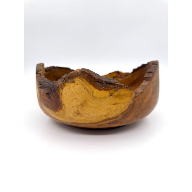 Hand-Carved 10.25" Olive Wood Live Edge Bowl – Handcrafted in Peru For Sale - Image 4 of 11