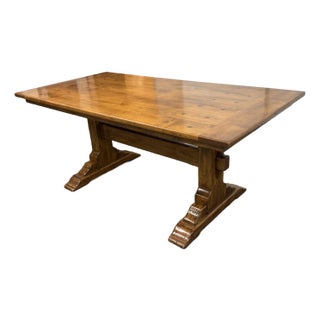 Oak Wood Refectory Trestle Dining Table For Sale