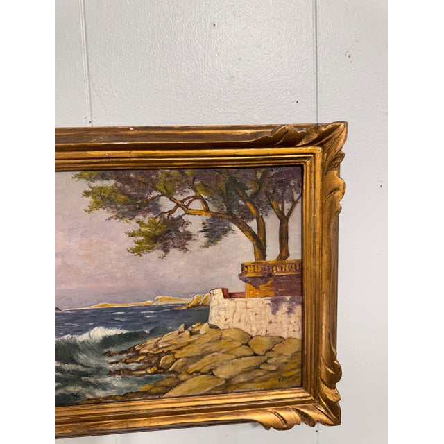 French 19th Century Oil on Canvas French Coastline For Sale - Image 3 of 7