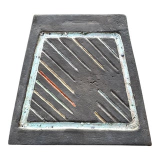Vintage Geometric Patterned Ceramic Tile For Sale