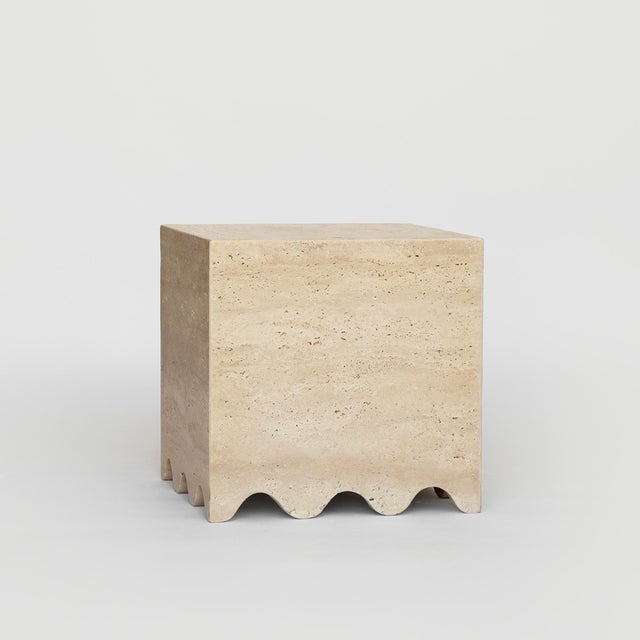 Flow Travertine Side Table by Kiwano Concept For Sale - Image 6 of 6