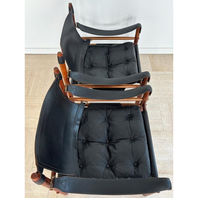 1960s Scandinavian Armchairs in Black Leather and Wood by Arne Norell, Sweden, 1960s, Set of 2 For Sale - Image 5 of 18