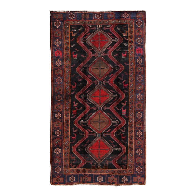 Pasargad Home Vintage Lori Black Wool Area Rug, 4' 5'' X 8' 3'' For Sale