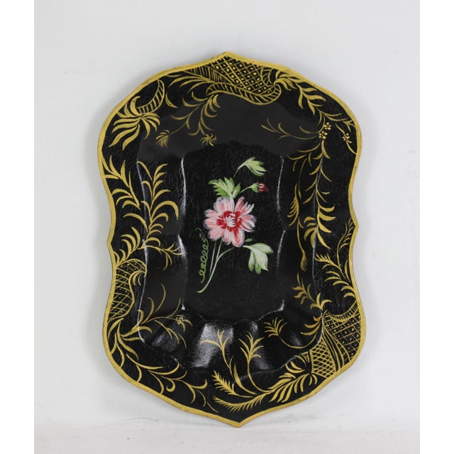 Pair of Iron Hand-Painted Floral Trays For Sale In New York - Image 6 of 10