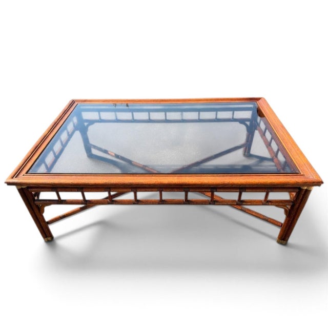 Wood Elevate Your Living Space With the Timeless Elegance of the Ralph Lauren Faux Bamboo Walnut Coffee Table 1970s For Sale - Image 7 of 9