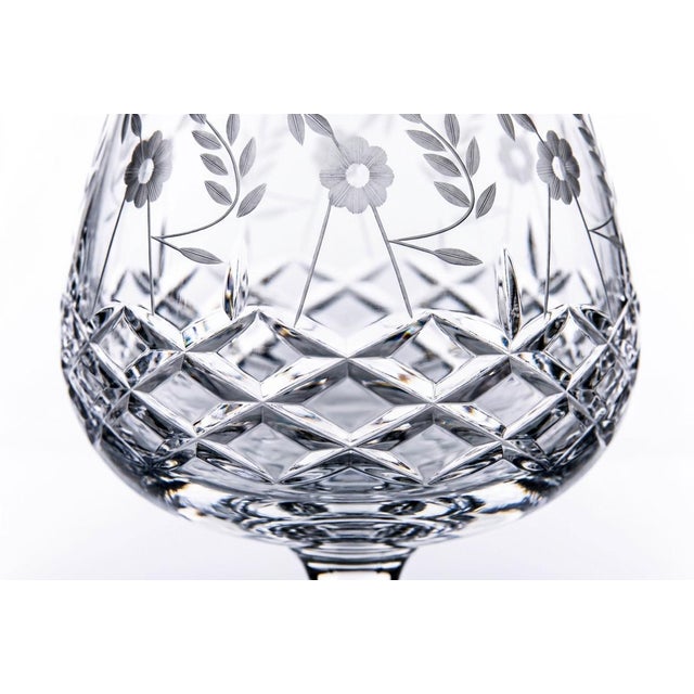 Vintage Rogaska Floral Cut Crystal Cognac Glasses Brandy Snifters - Set of 8 For Sale In Las Vegas - Image 6 of 6