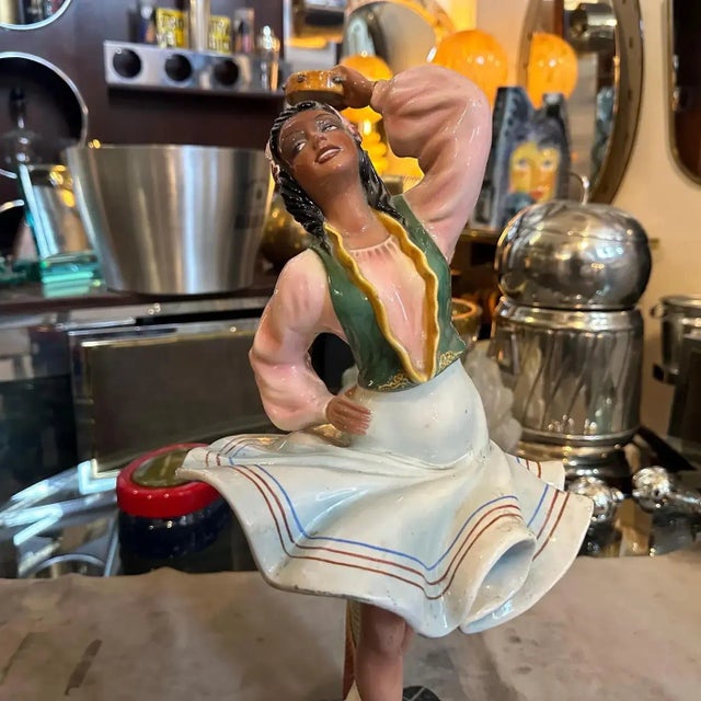 1950s Hand-Painted Ceramic Figure of a Dancer by Sandro Vacchetti For Sale - Image 6 of 13