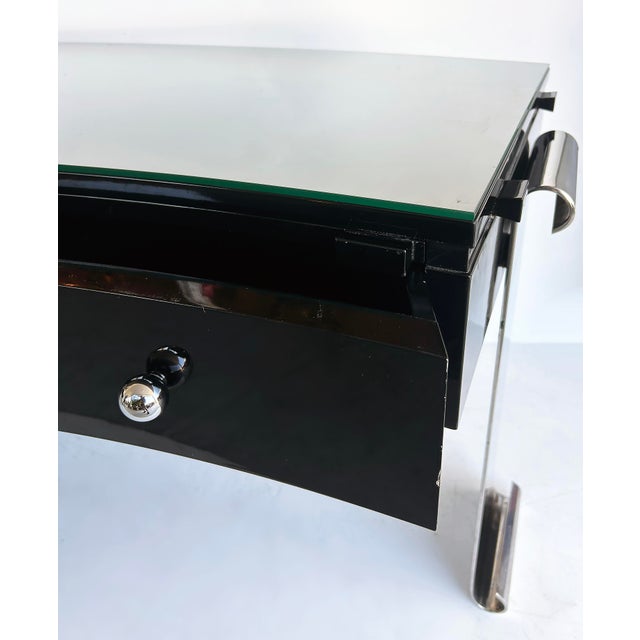 1980s Art Deco Style Lacquer, Stainless Steel Desk, Eugene Printz Style For Sale - Image 15 of 17