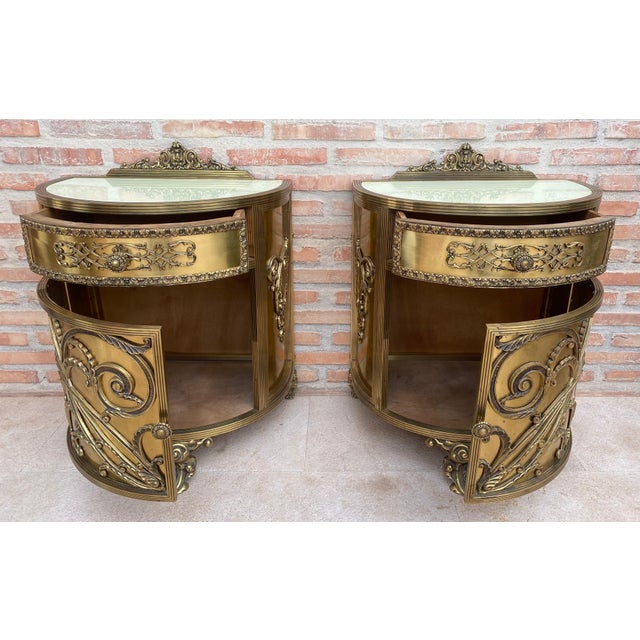 Pair of Louis XVI Style Bronze Demilune Cabinets, 20th Century For Sale - Image 9 of 18