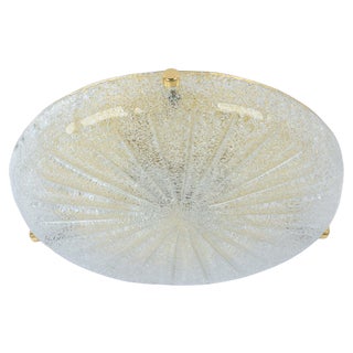 Large Round Murano Amber Sunbrust Flushmount attributed to Hillebrand, Germany, 1970s For Sale