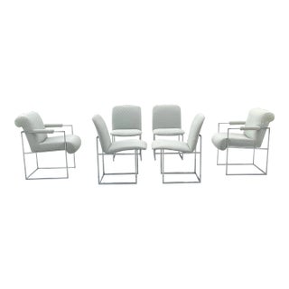 Milo Baughman "Thin Line" Style Chrome Dining Chairs - Set of 6 For Sale