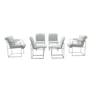 Milo Baughman "Thin Line" Style Chrome Dining Chairs - Set of 6