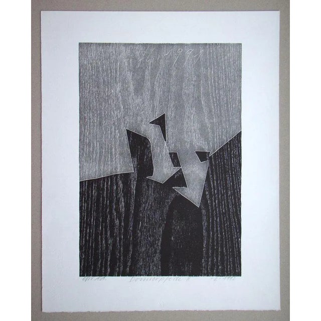 Franz Eggenschwiler ( 1930 - 2000 ) Donnerpfeile II., 1992 Original woodcut in colors on BFK Rives France paper. Hand-...