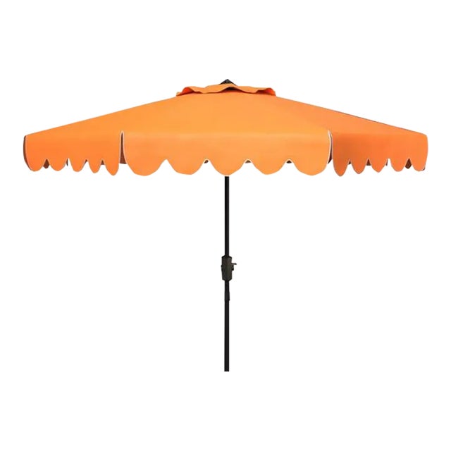 Venice Single Scallop 9ft Crank Outdoor Push Button Tilt Umbrella - Orange For Sale