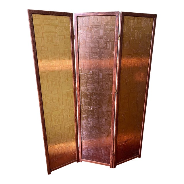 Mid Century Modern Saftiplas Three-Panel Room Divider For Sale