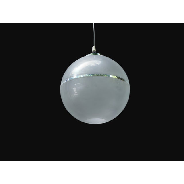 Vintage Italian Space Age Pendant Light in Acrylic Glass, Chrome and Steel, 1970s For Sale - Image 6 of 12
