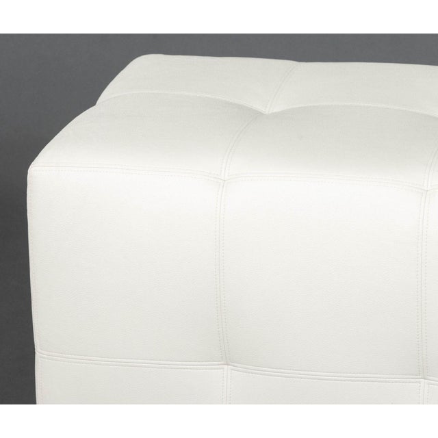 J. Robert Scott White Leather Upholstered Bench For Sale In New York - Image 6 of 7