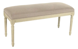 Lille Bench in Natural Linen with Ivory Painted Frame