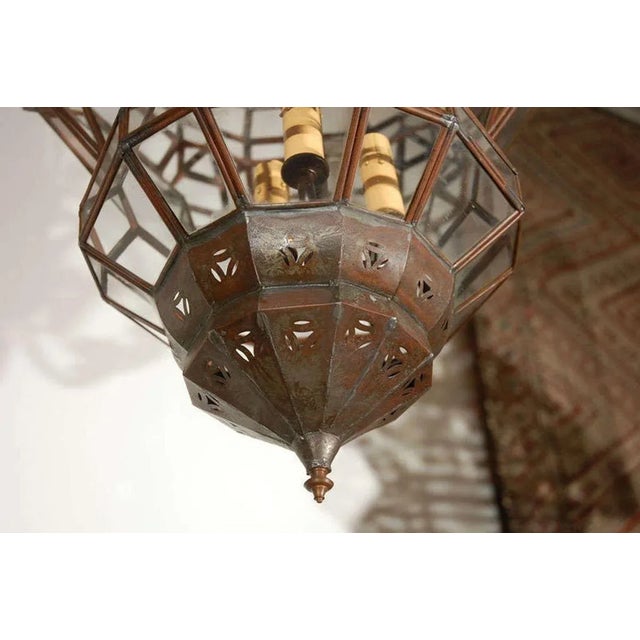 Vintage Moroccan Moorish Diamond-Form Clear Glass Pendant Lantern, 1980s For Sale - Image 11 of 14