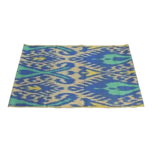 Aqua & Blue Silk Ikat Textile Panel