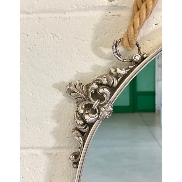 Round Silver-Plated Bronze Mirror, 1960s For Sale - Image 6 of 9