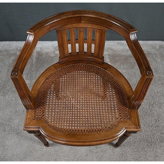 Small Late 19th Century Louis XVI Style Walnut Office Chair For Sale - Image 12 of 18
