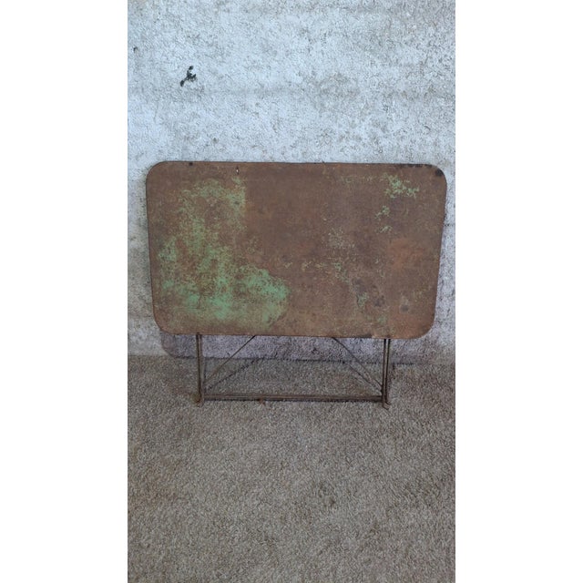 Early 20th Century Iron Folding Bistro Garden Table For Sale - Image 5 of 9